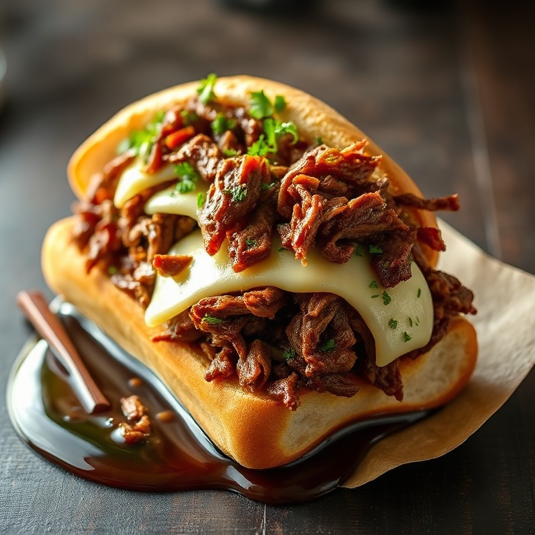 easy crockpot French dip sandwich
