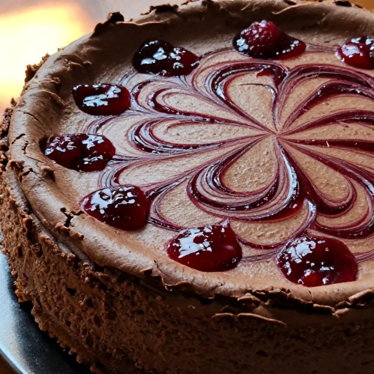 Easy Dark Chocolate Raspberry Cheesecake
