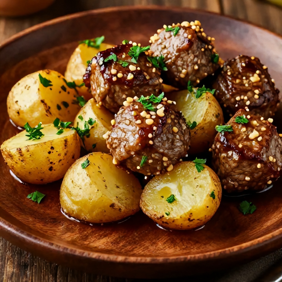 Garlic Butter Steak Bites with Potatoes