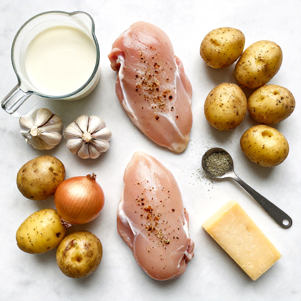Raw Ingredients for Garlic Parmesan Chicken and Potatoes