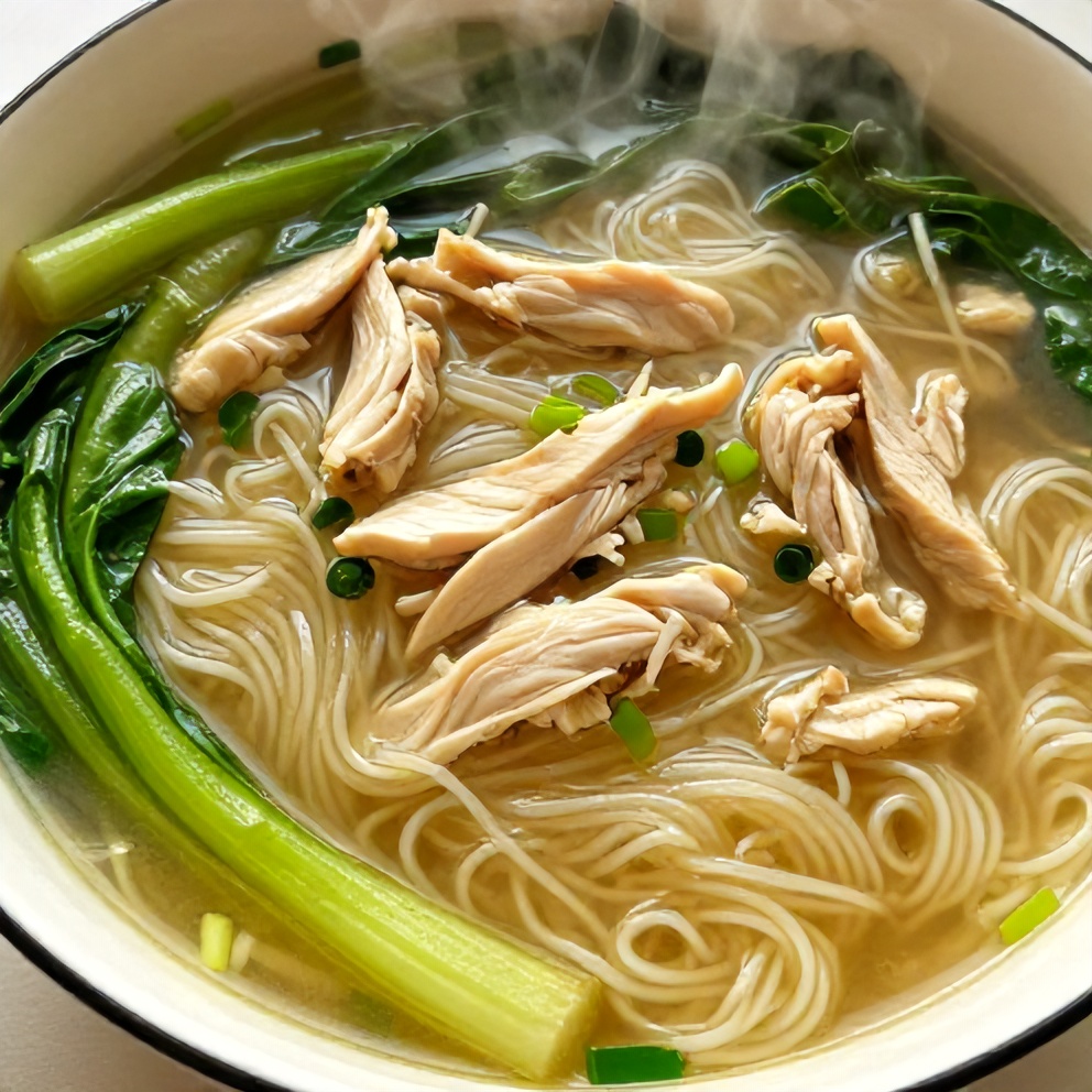 Easy Ginger Scallion Chicken Noodle Soup