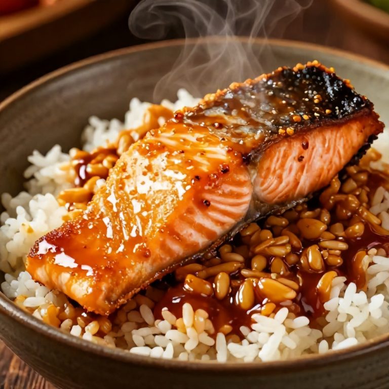 easy gochujang butter salmon rice bowl