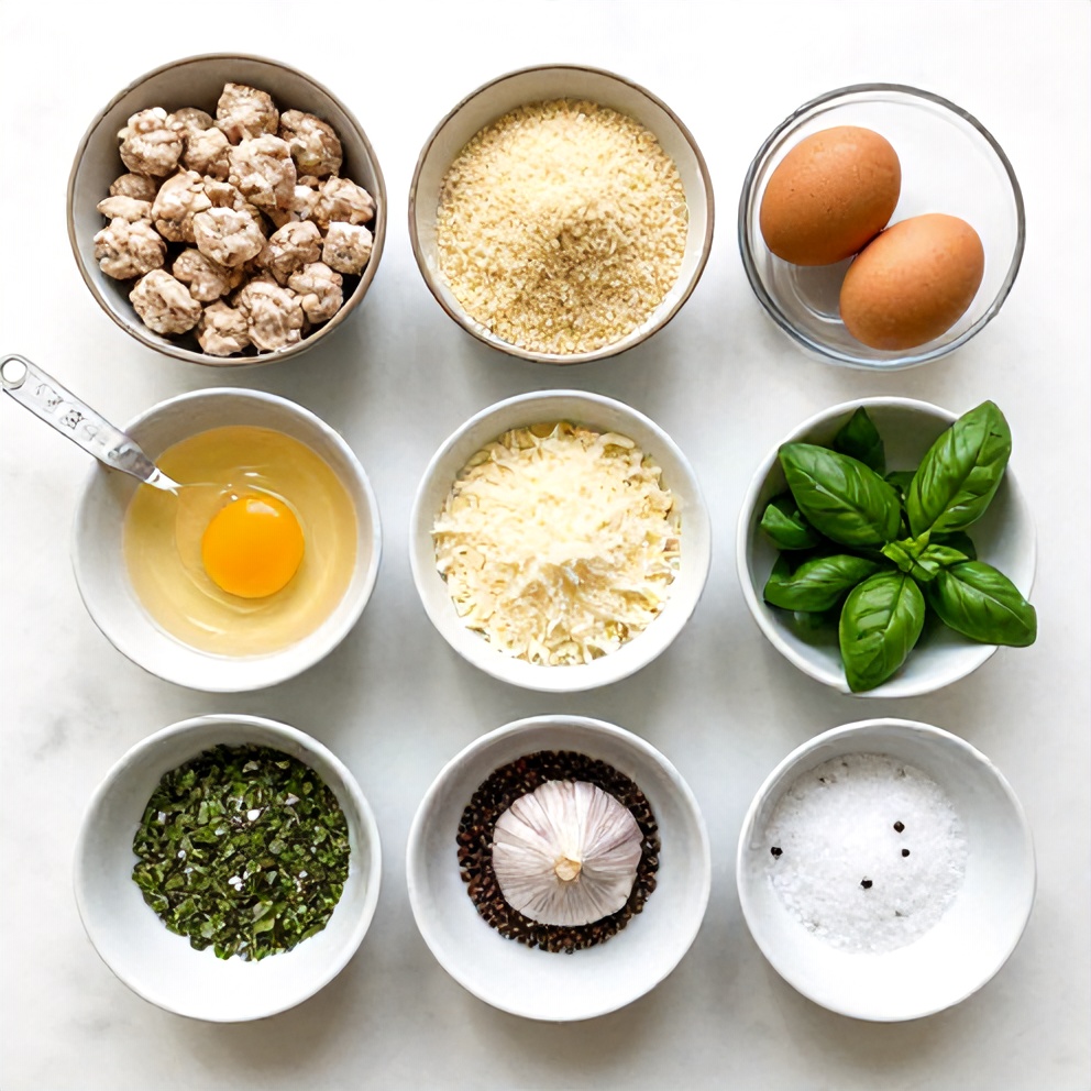 Raw Ingredients for High Protein Turkey Meatballs Meal Prep