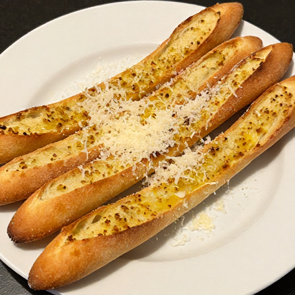 Plated breadsticks with garlic butter