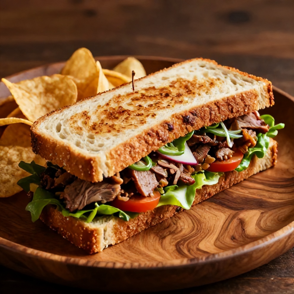 Italian Grinder Salad Sandwich on a rustic plate with a side of chips