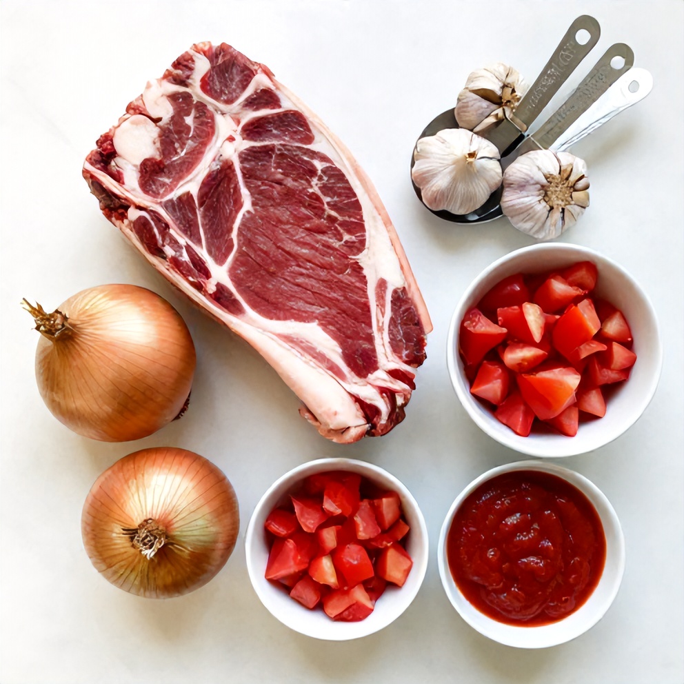 Italian Pot Roast ingredients on a marble surface