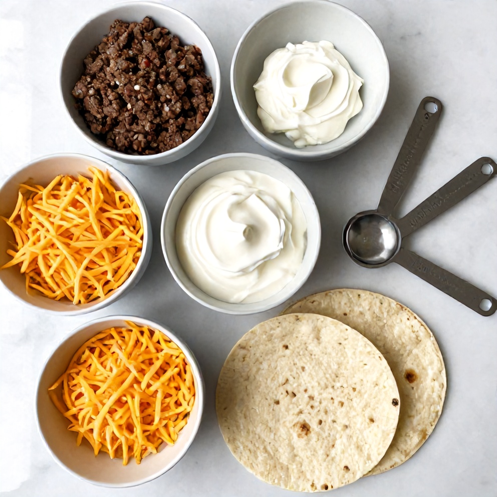 Ingredients for easy keto beef crunchwraps