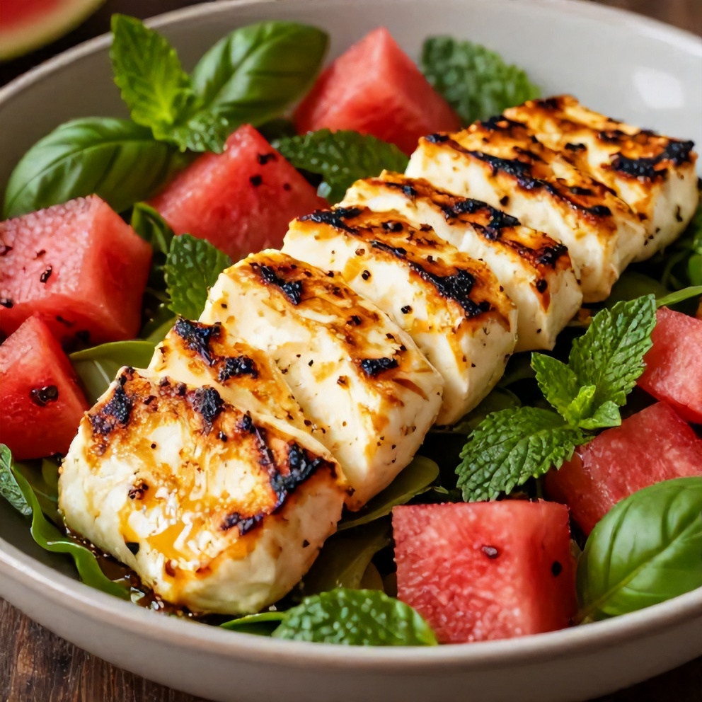 Easy Keto Grilled Halloumi Watermelon Salad