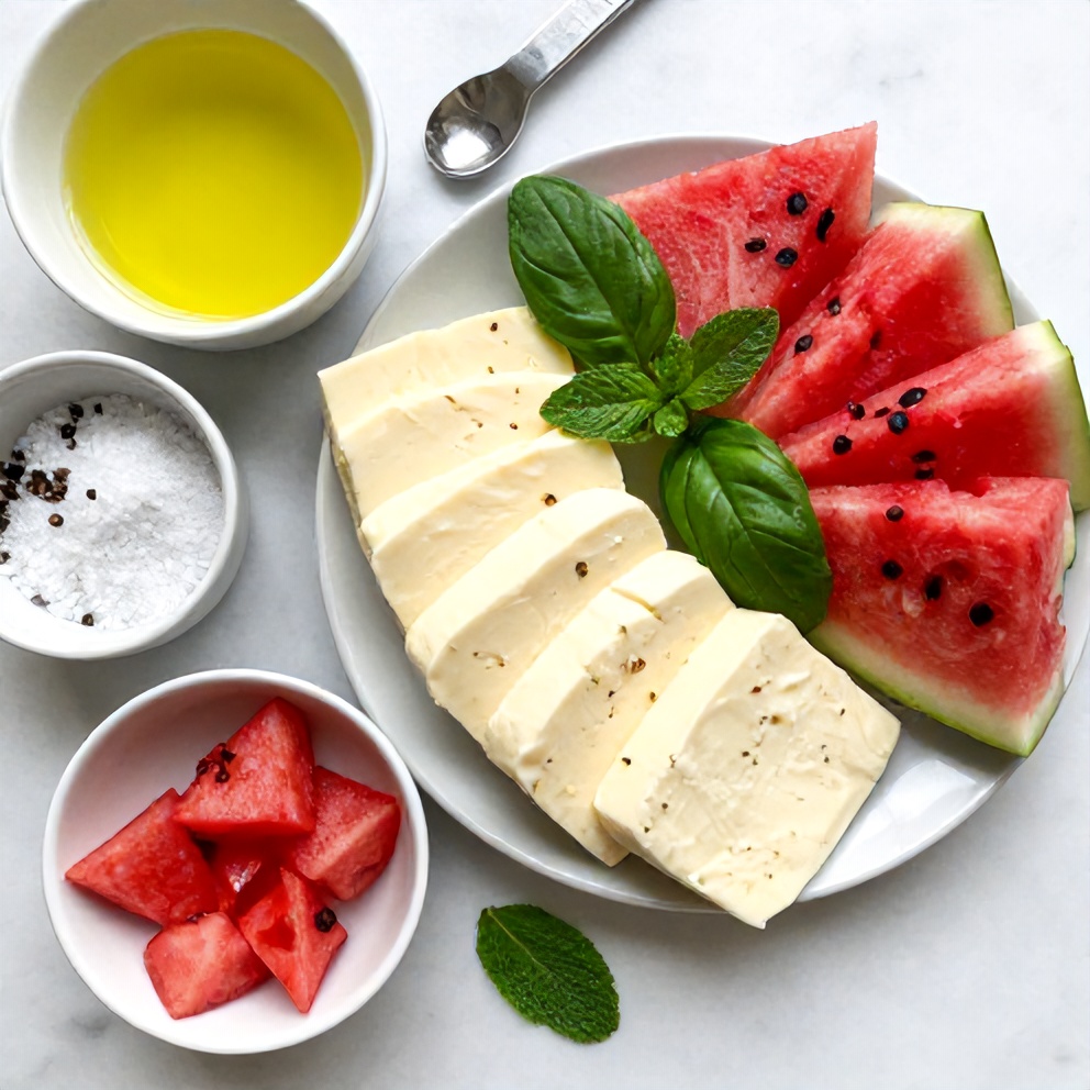 Keto Halloumi and Watermelon Salad Ingredients