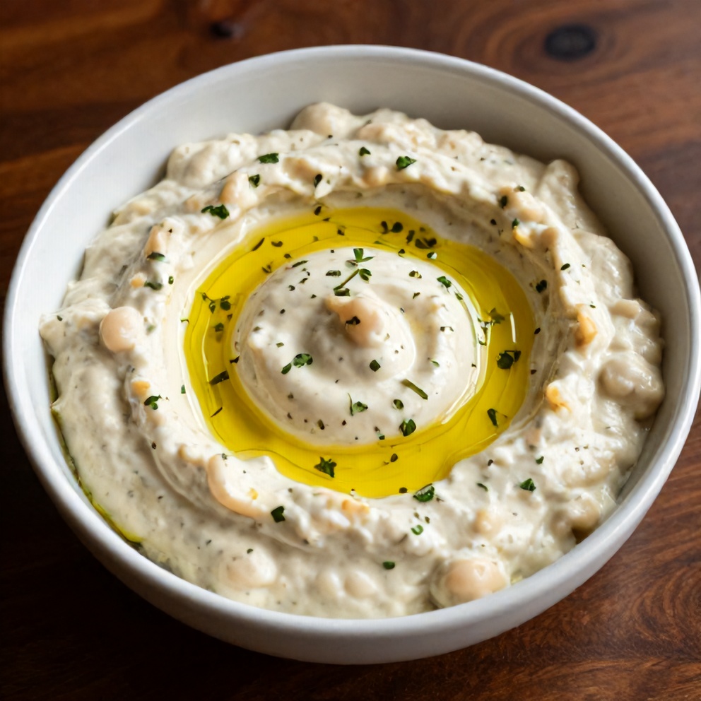 Lemon Herb White Bean Dip served with veggies and crackers