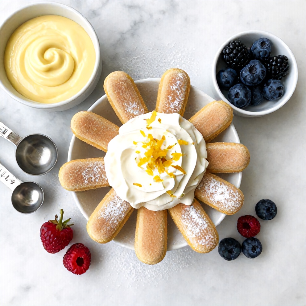 Lemon Tiramisu Ingredients Flat Lay