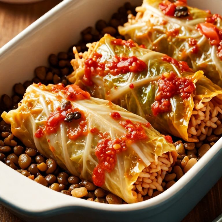 Easy Lentil and Rice Stuffed Cabbage Rolls