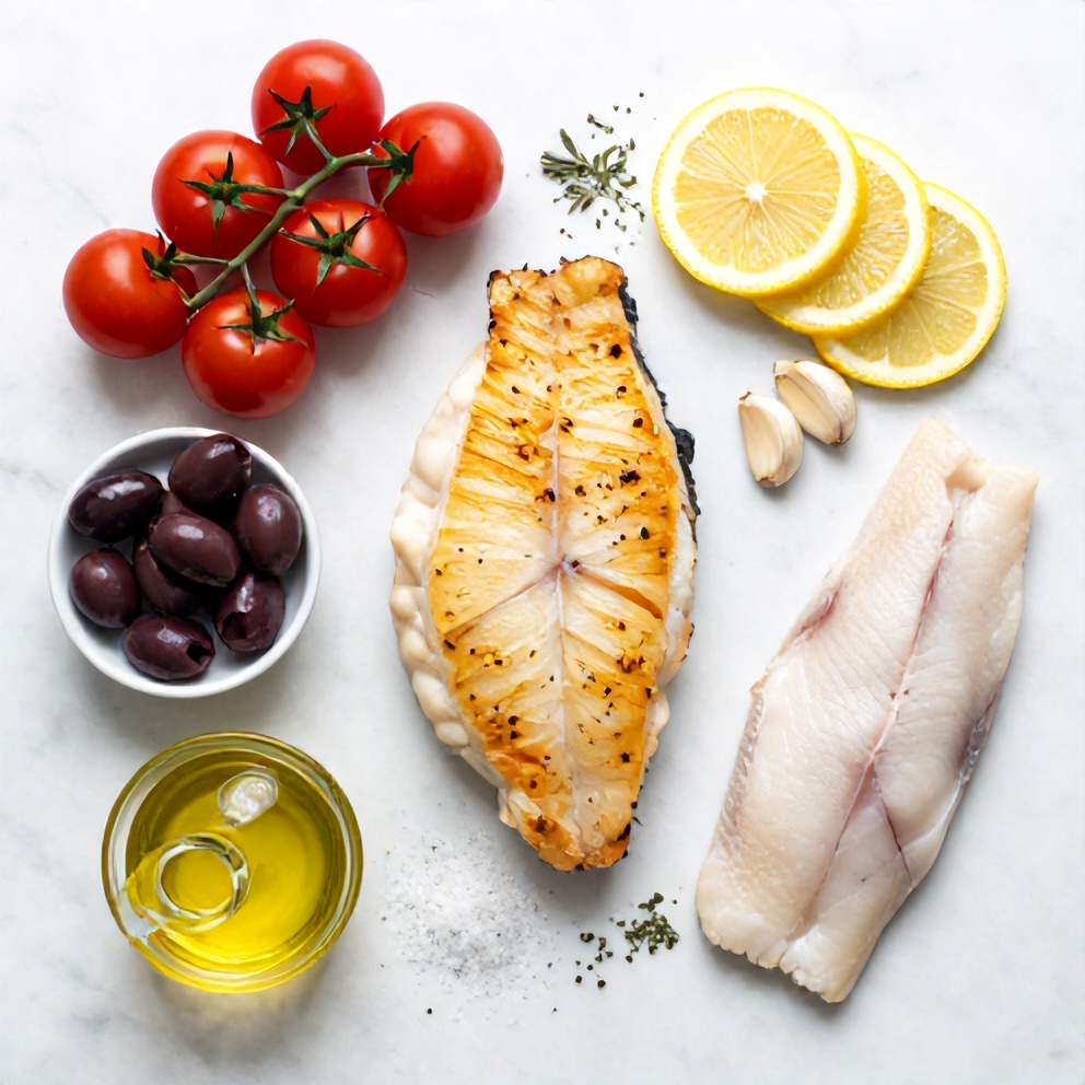 Raw Ingredients for Mediterranean Baked Cod