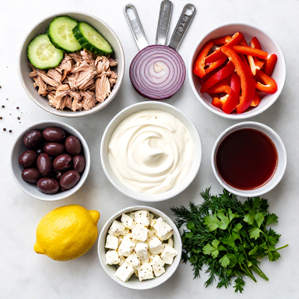 Mediterranean Tuna Salad ingredients