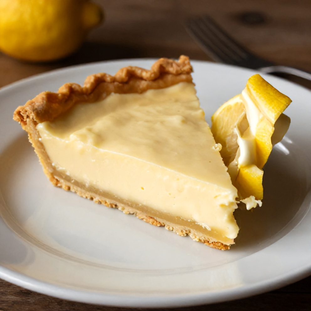 Sliced Easy No Bake Lemon Pie on a dessert plate