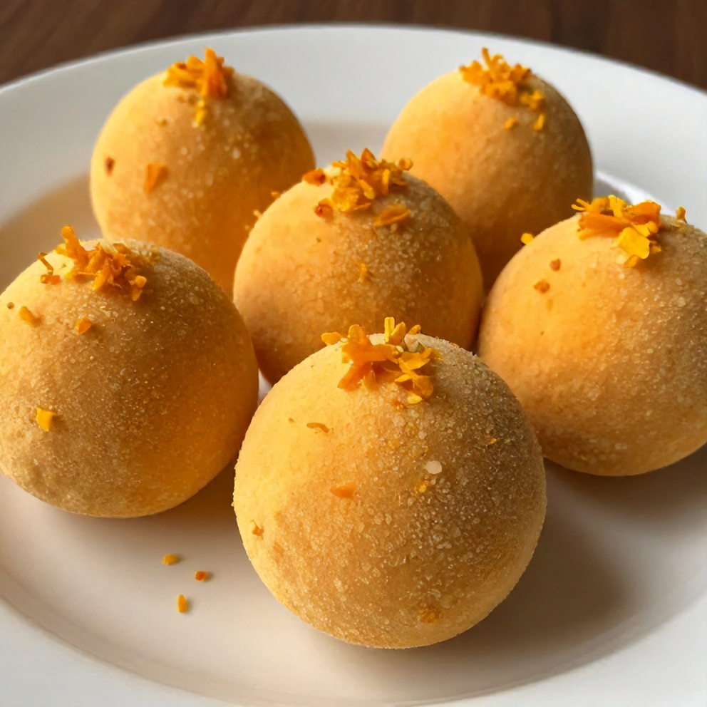 Orange Creamsicle Truffles on a white plate with a spoon