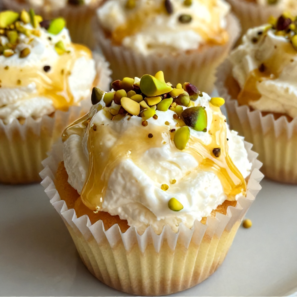 No-bake ricotta cups with honey and pistachios, ready to serve