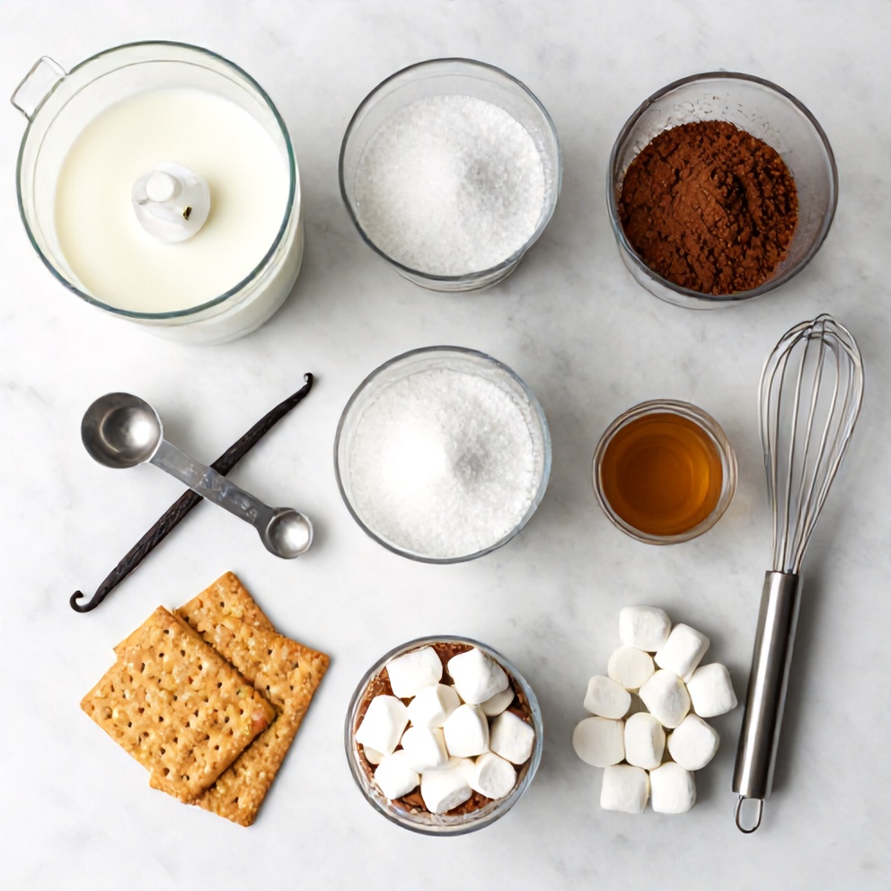 Raw ingredients for No Bake S’mores Pudding Cups