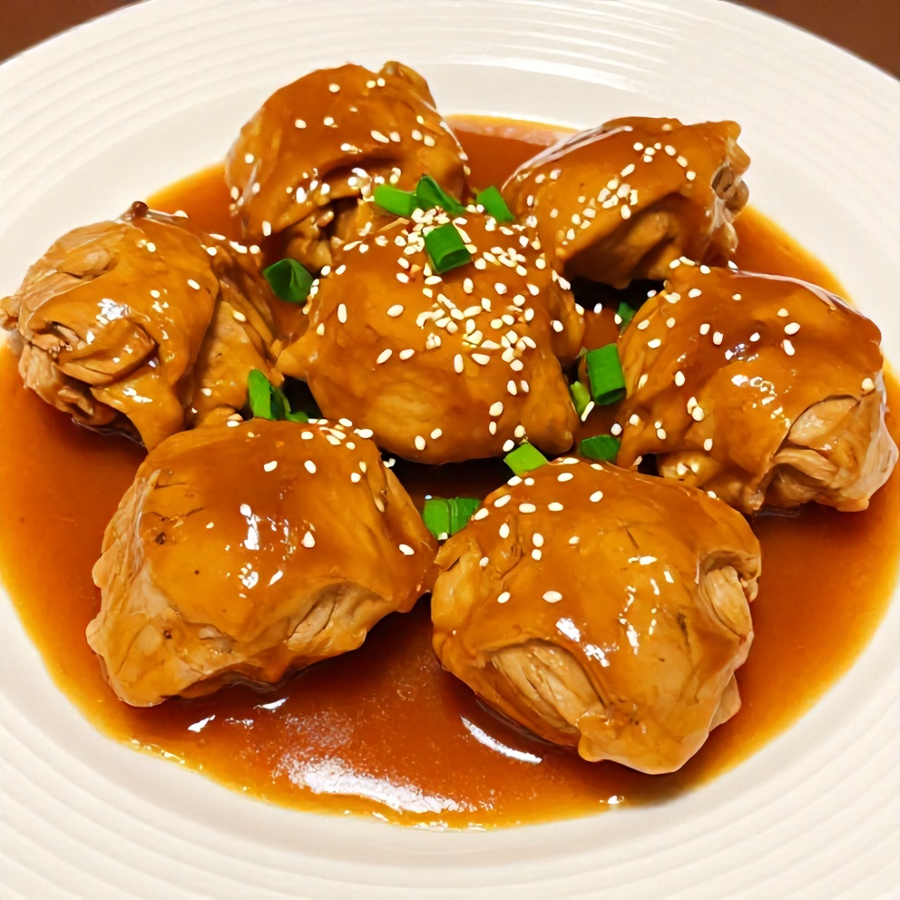 Plated Orange Teriyaki Turkey Medallions with green onions