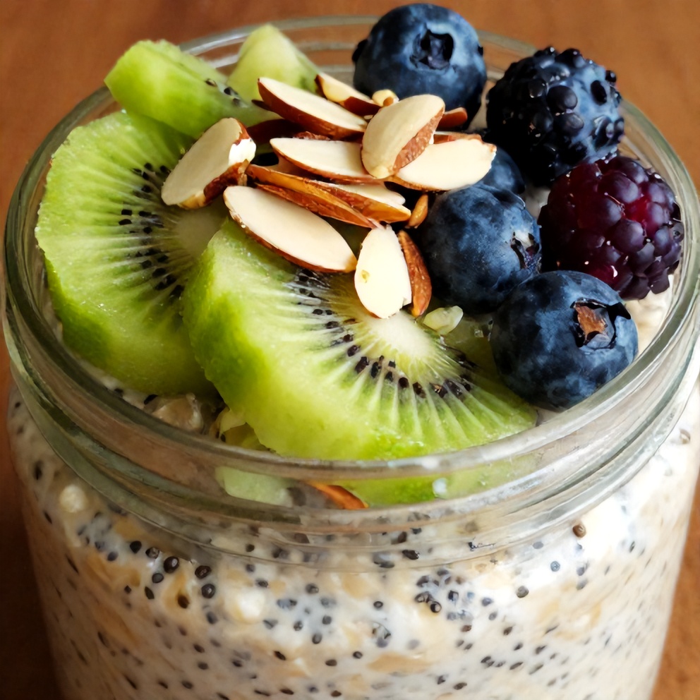 Easy Overnight Oats with Kiwi and Chia Seeds