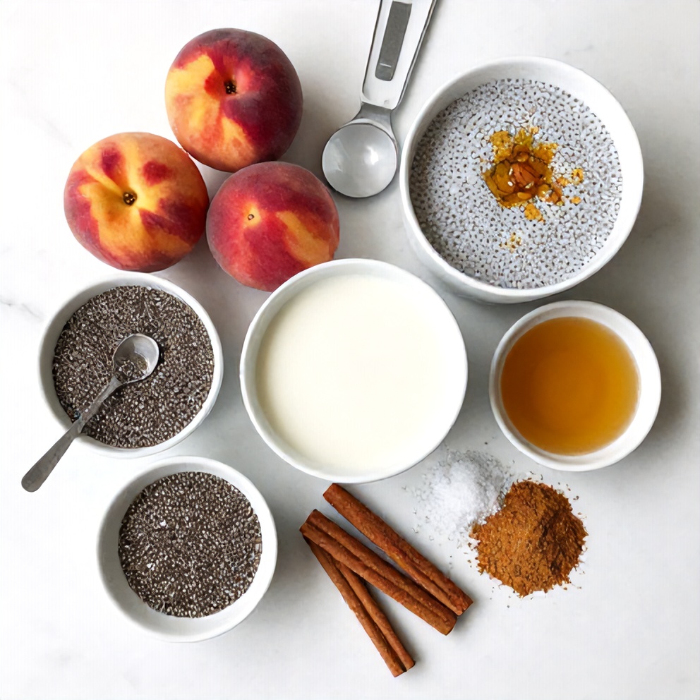 Raw Ingredients for Peach Chia Pudding