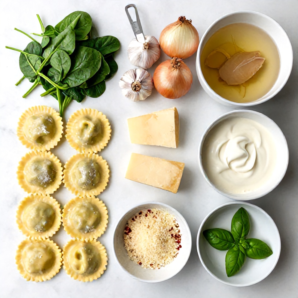 Raw Ingredients for Ravioli Soup