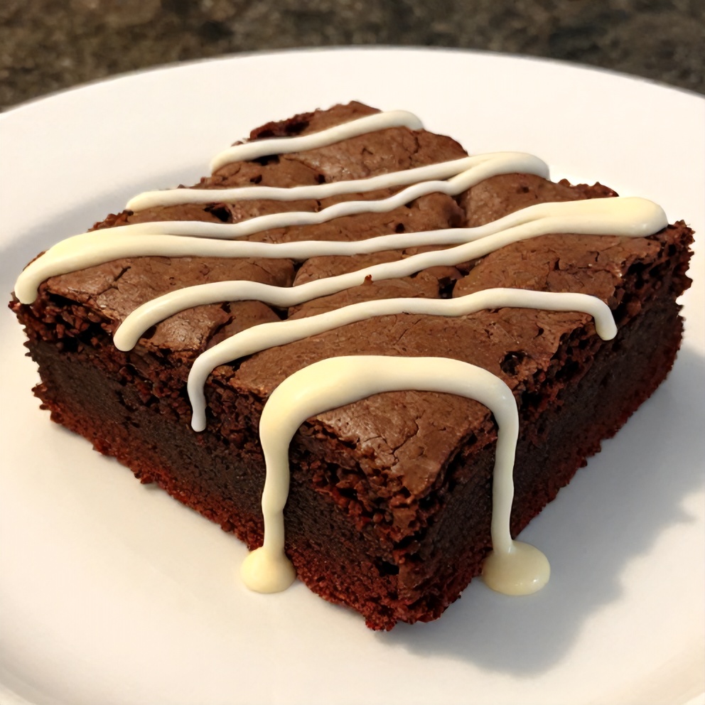 Red Velvet Brownies with White Chocolate Drizzle