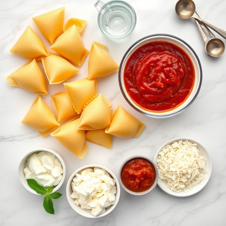 Ingredients for Easy Ricotta Stuffed Shells Baked with Marinara Sauce