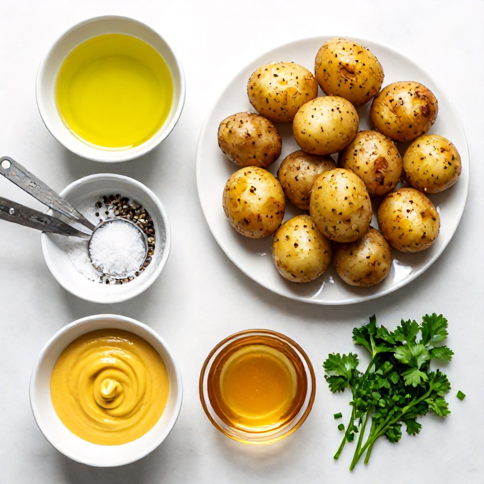 Raw ingredients for roasted potato salad