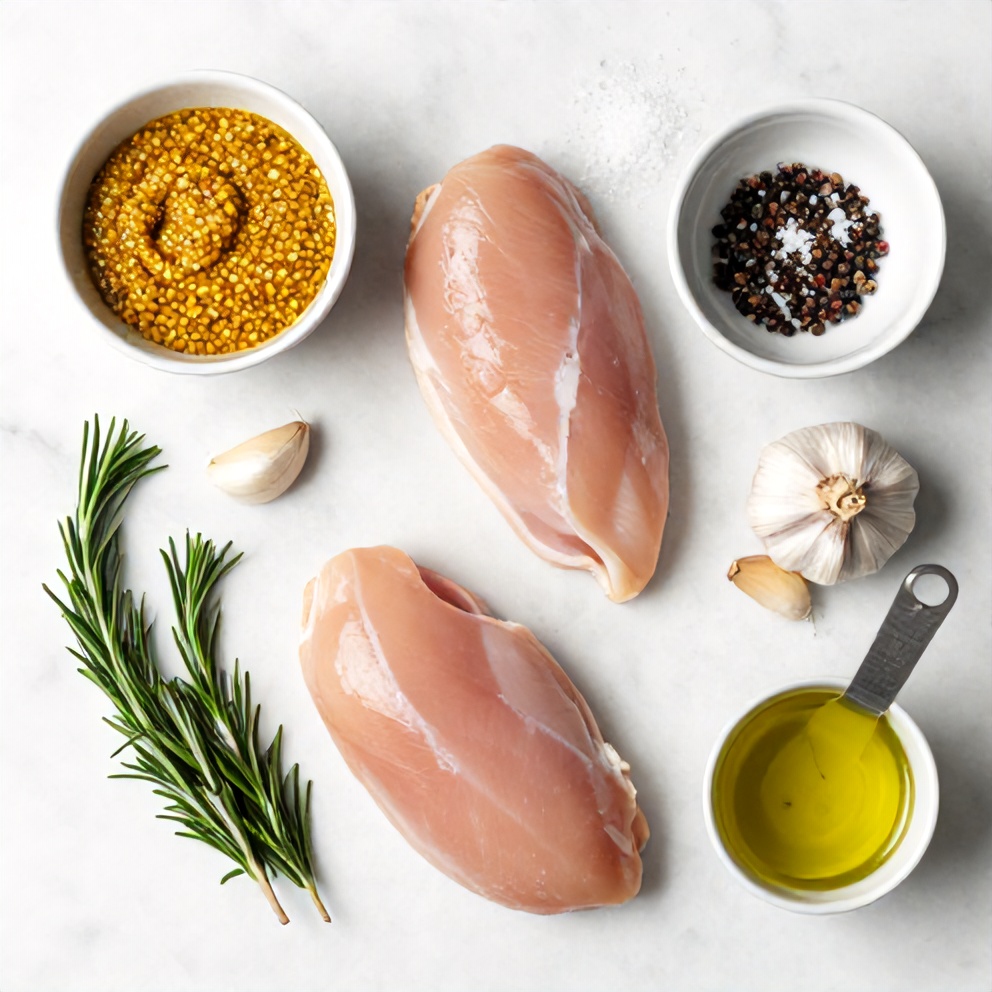 Raw ingredients for Rosemary Dijon Chicken Breast
