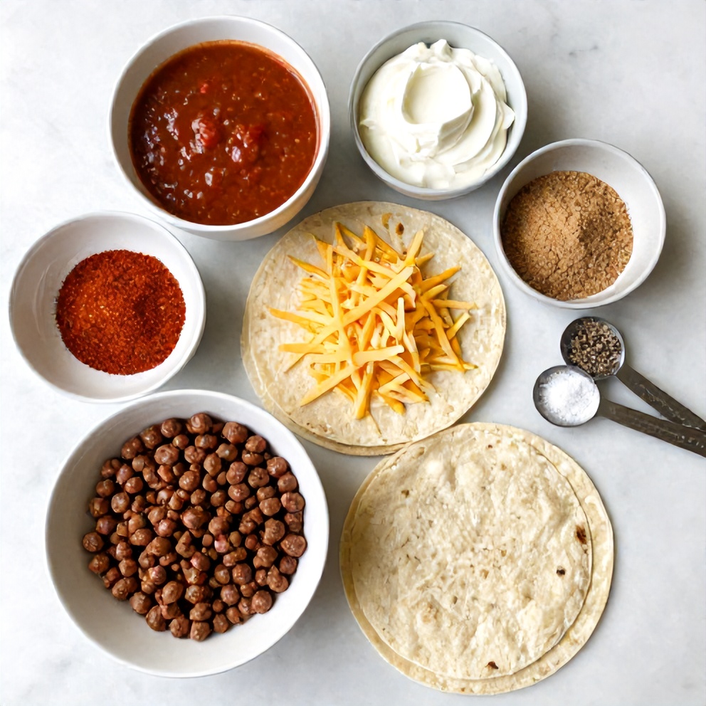 Raw ingredients for Sausage Gravy Enchiladas