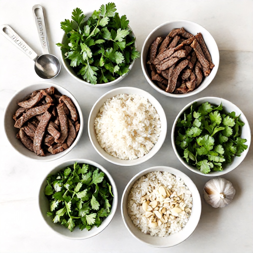 Raw ingredients for Easy Skirt Steak Rice Bowls