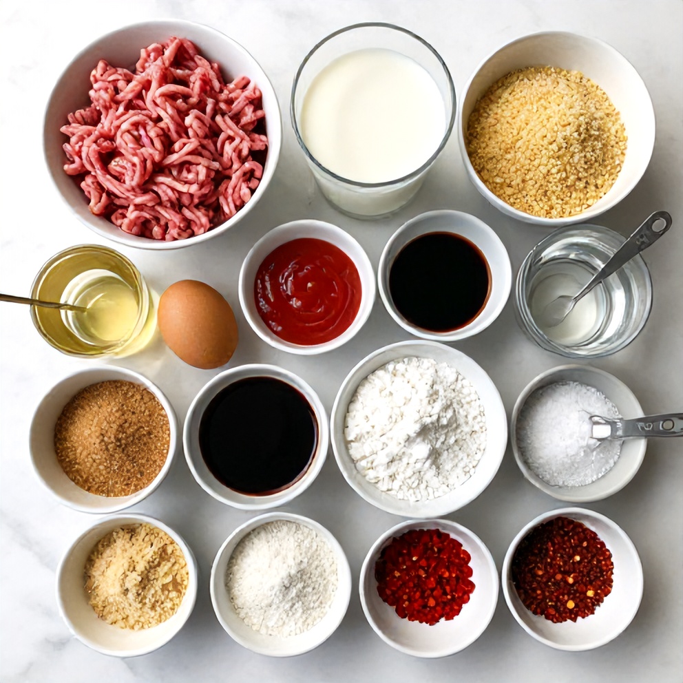 Raw ingredients for sweet and sour meatballs