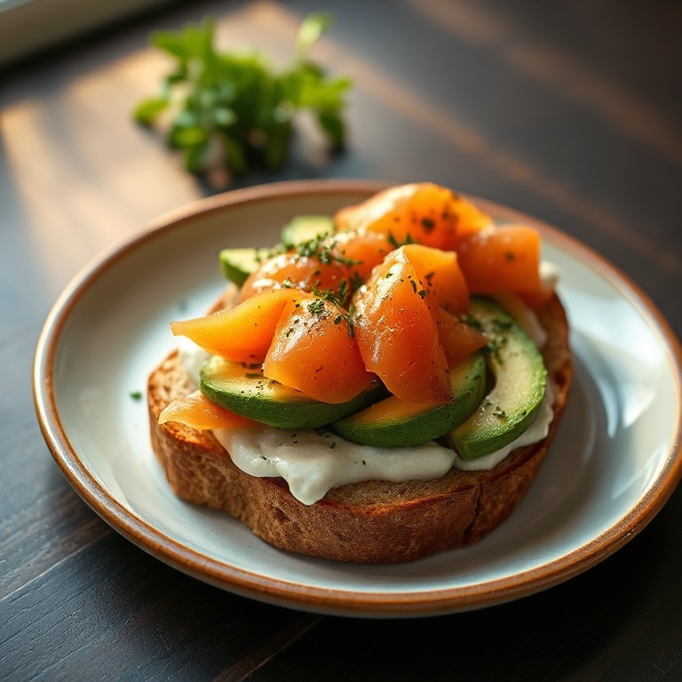 Easy Smoked Salmon Avocado Bruschetta