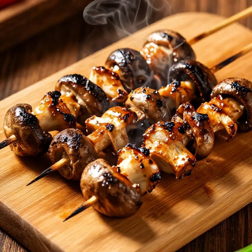 Easy Smoky Grilled Mushroom Skewers