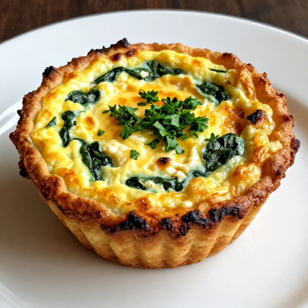 Perfectly baked Spinach and Feta Egg Muffins on a plate