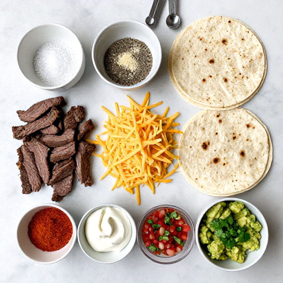 Raw Ingredients for Steak Cheese Quesadillas