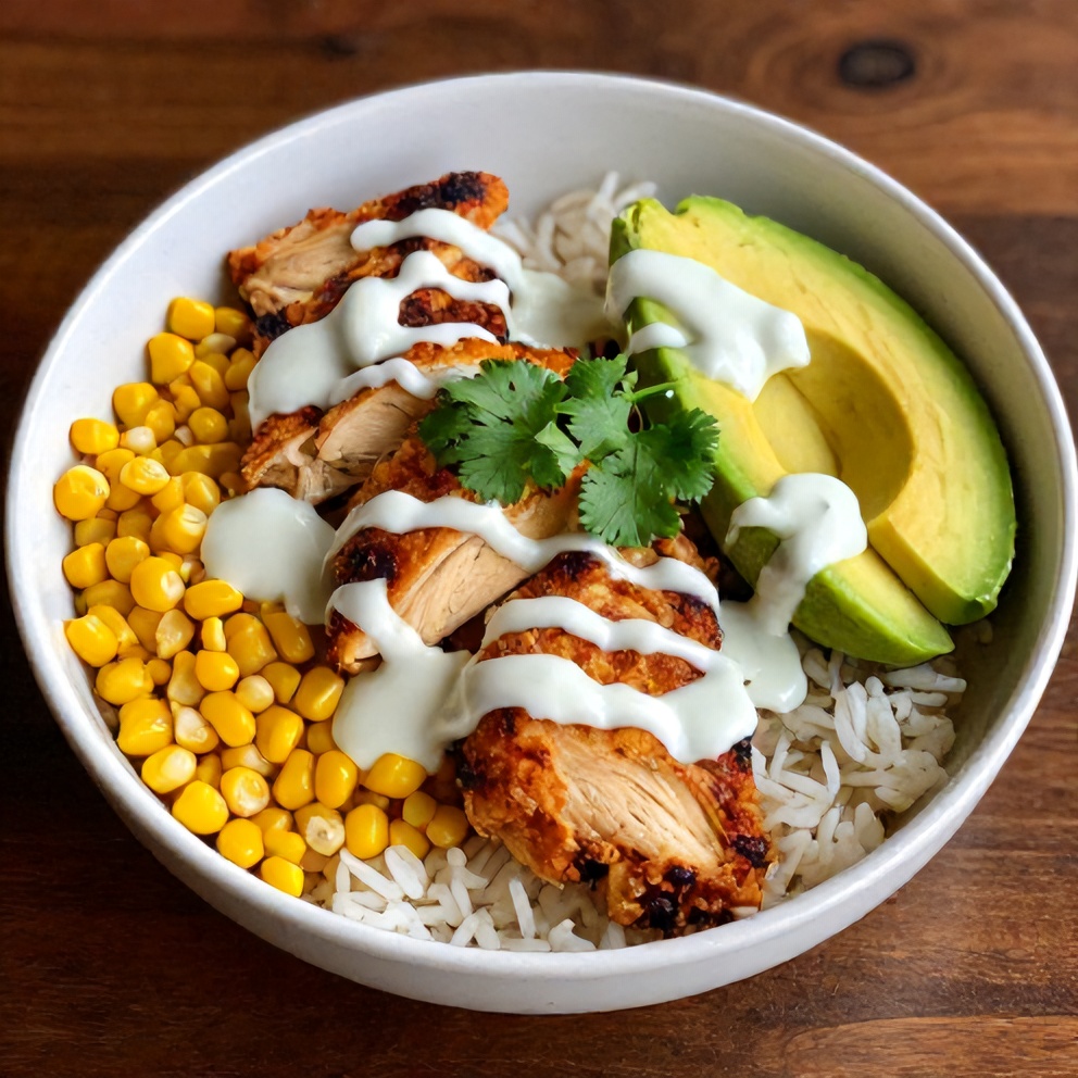 Easy Street Corn Chicken Bowl with Rice