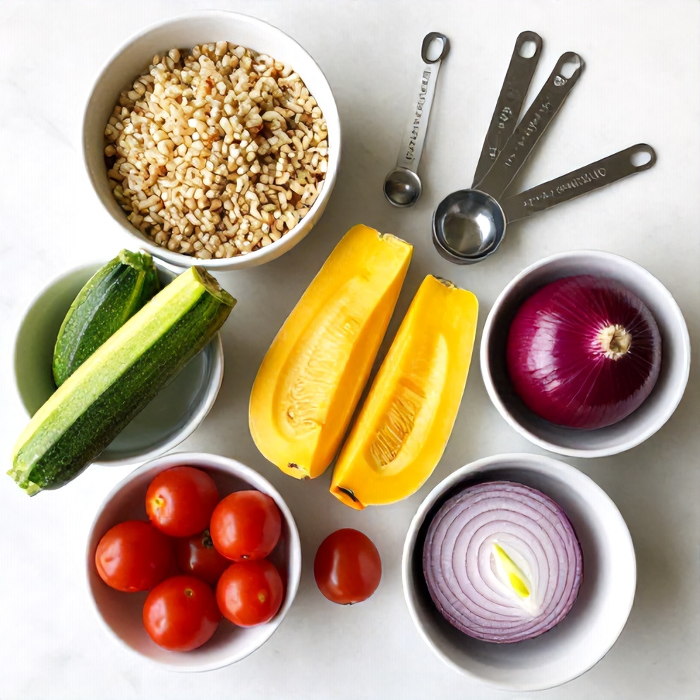 Raw Ingredients for Easy Summer Farro Salad