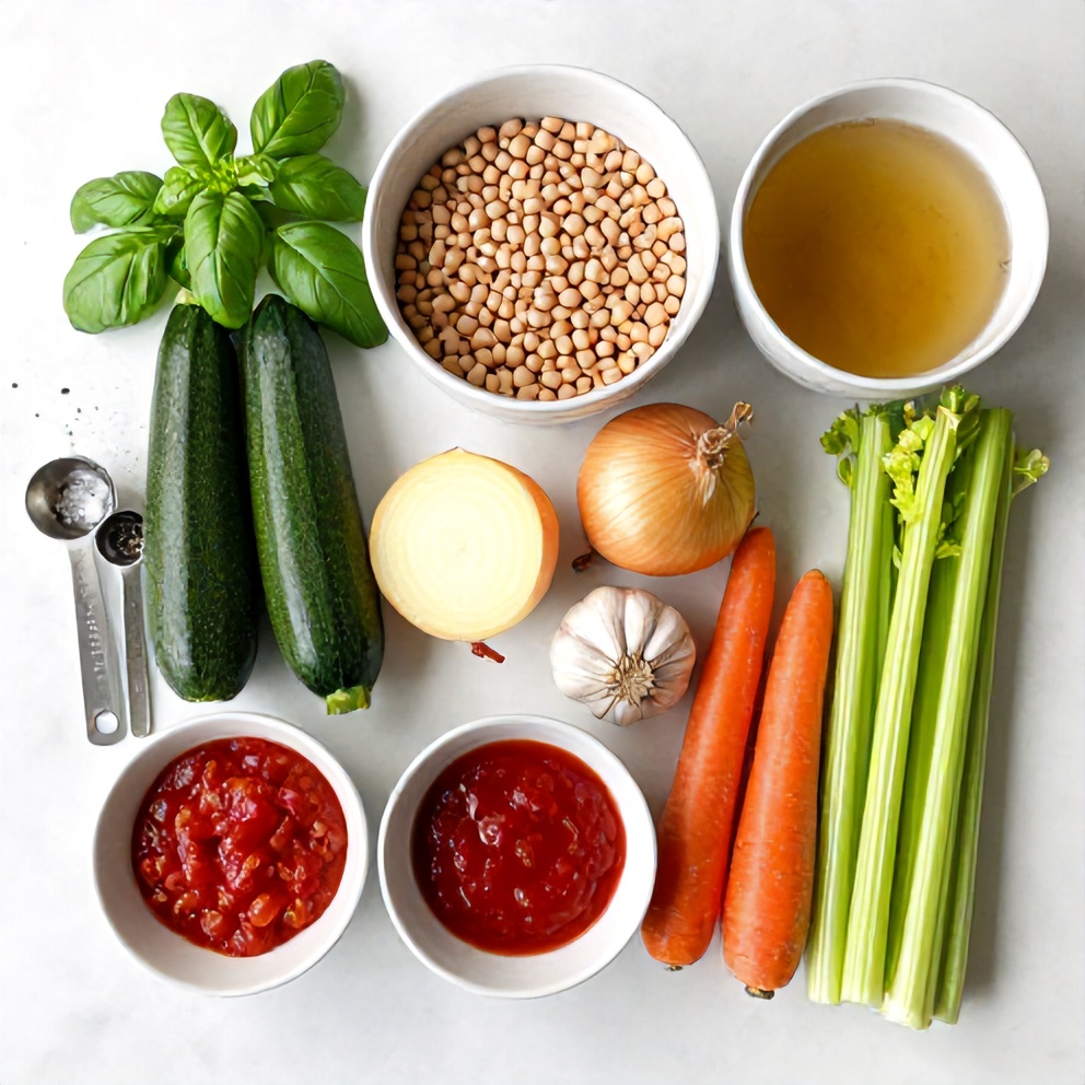 Raw Ingredients for Easy Summer Minestrone Soup
