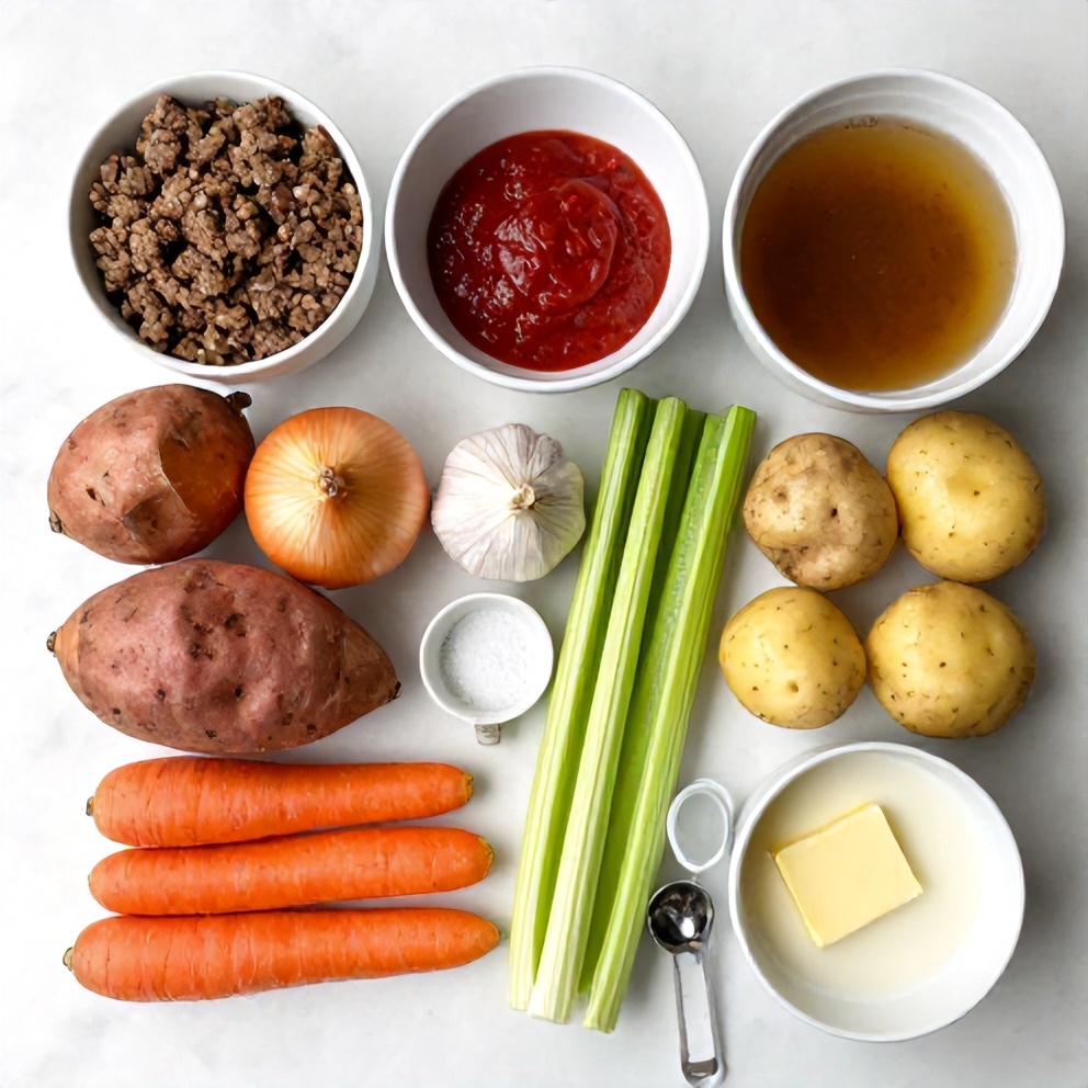 Raw ingredients for Sweet Potato Shepherd's Pie