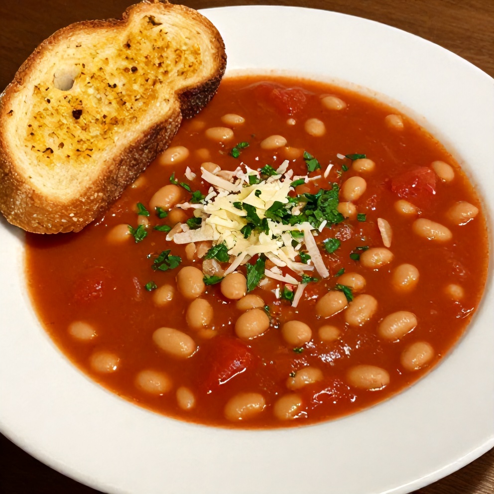 Tomato White Bean Soup with Garlic Toast