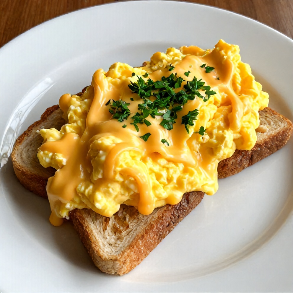 Plated Veggie Scrambled Eggs on Toast