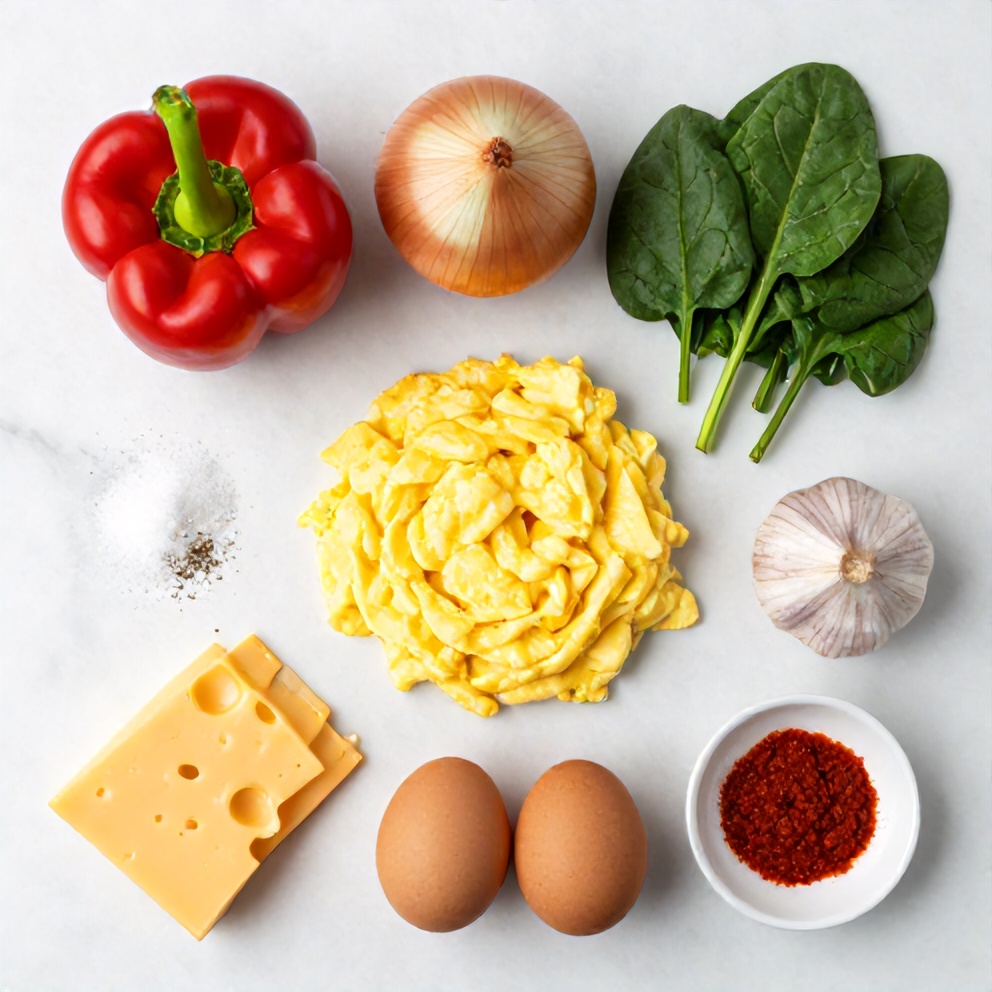 Raw Ingredients for Veggie Scrambled Eggs