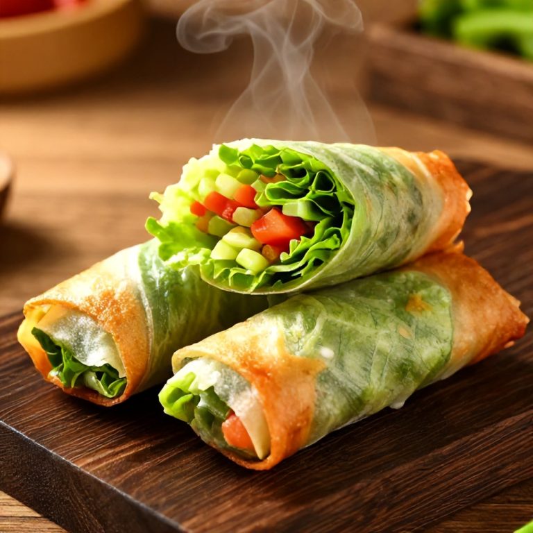 fresh lettuce wrapped veggie spring rolls