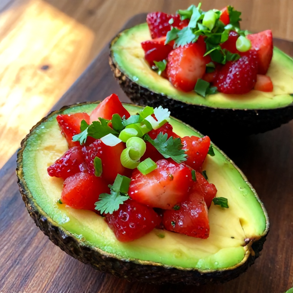 fresh strawberry salsa stuffed avocados