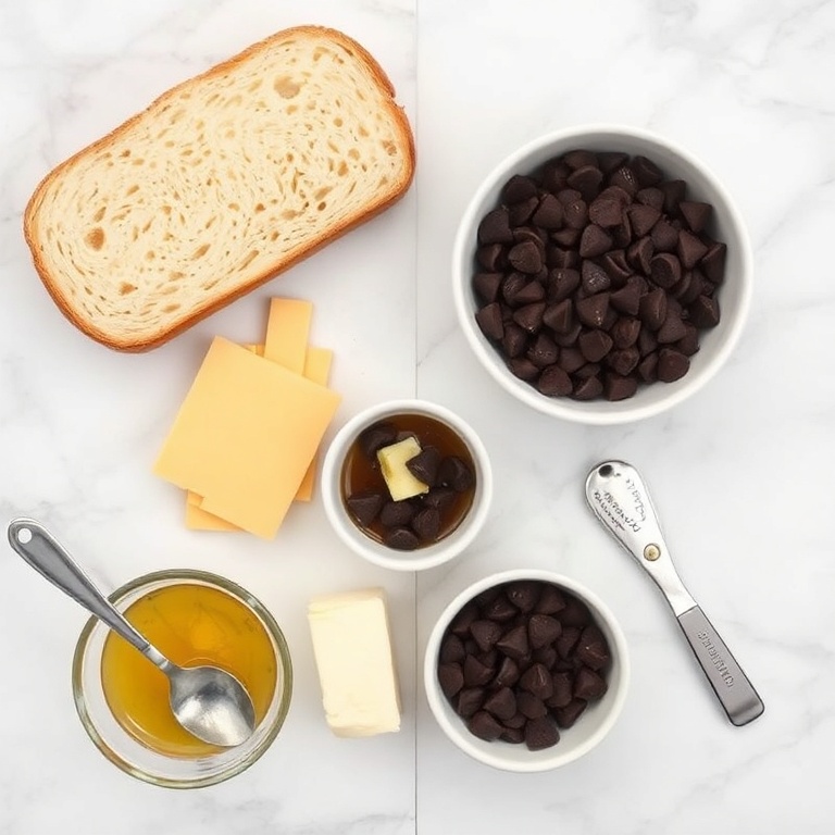 Ingredients for Gooey Chocolate Cheese Lava Toast