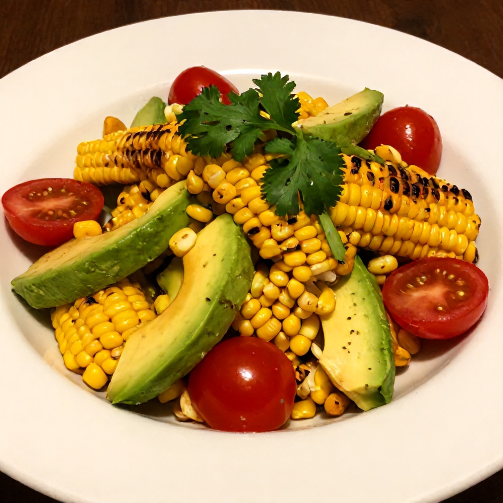 Plated Grilled Corn Avocado Salad