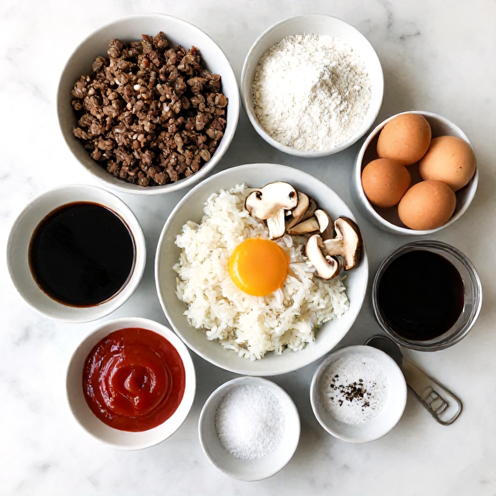 Raw ingredients for Hawaiian Loco Moco