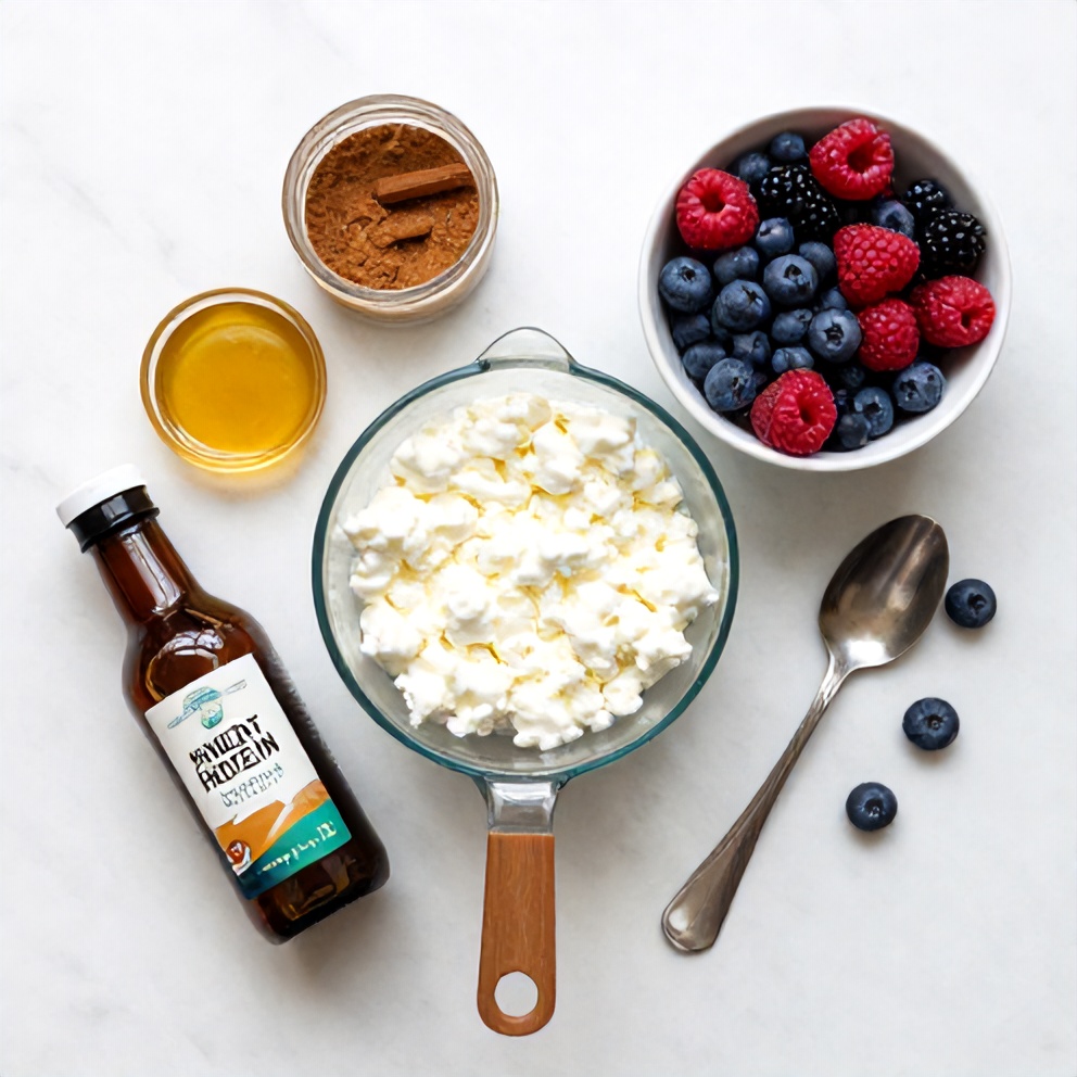 Raw Ingredients for Berry Cottage Cheese Bowl